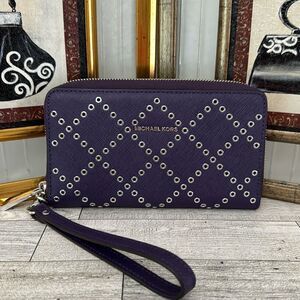 Michael Kors Eggplant Purple Studded Wallet NWOT